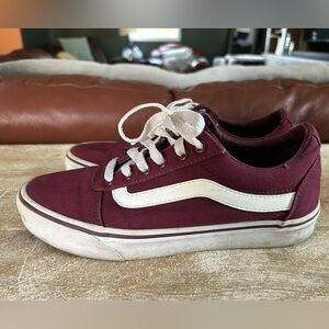 Vans Maroon and White Sneakers